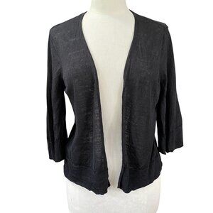 Tommy Bahama Linen Womens Cardigan Sz S Black Bell Sleeve Coastal Layer Neutral